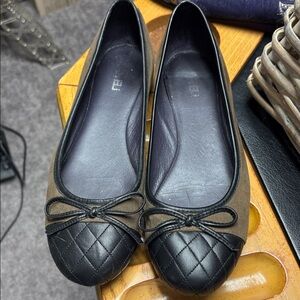 Vaneli Black and Brown Quilted Flats